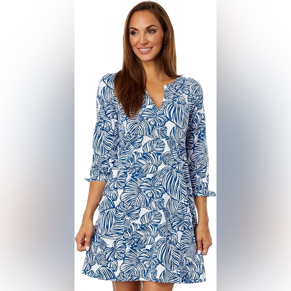 Lily Pulitzer Cath cotton dress in Aegean navy beach path size M